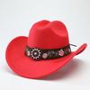 European and American suede warped edge western cowboy hat men and women outdoor curled brim ethnic style top hat felt hat