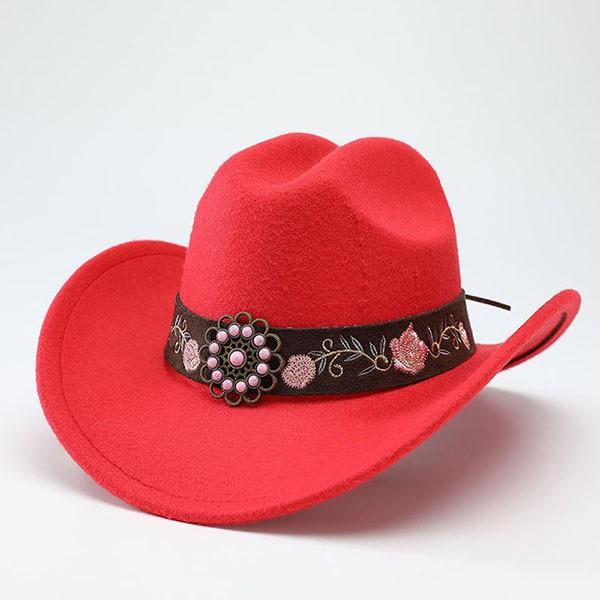European and American suede warped edge western cowboy hat men and women outdoor curled brim ethnic style top hat felt hat