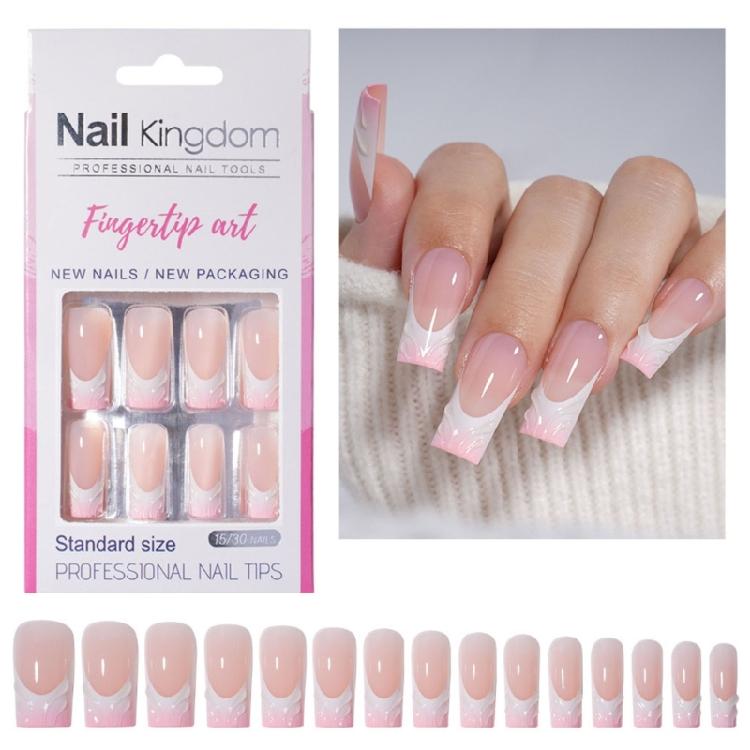 Lange Quadratische French Tip Press-On Nägel Glänzende Acryl-Fingernägel Künstliche Nägel 30 Stück Professionelle Nagelkunst Für Frauen