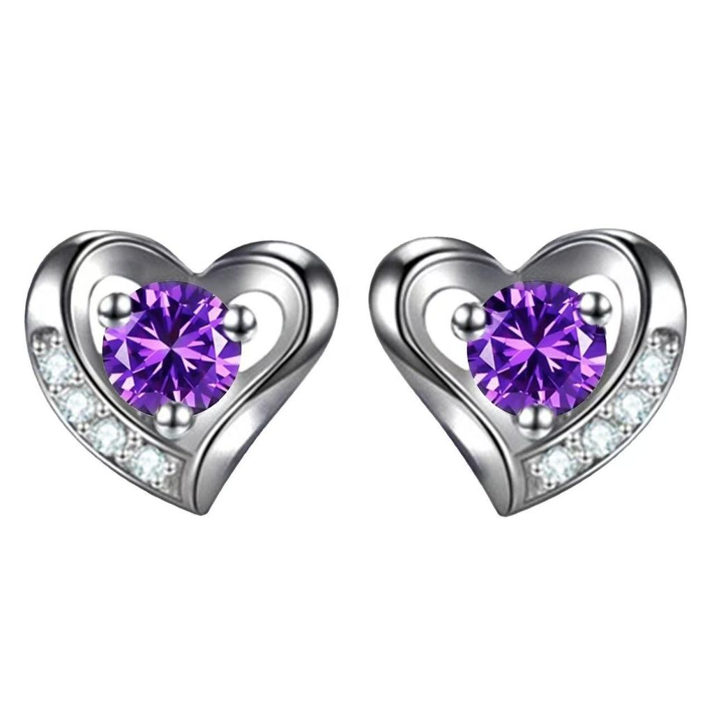 Elegant Women's Heart-Shaped & Star-Moon Diamond Earrings