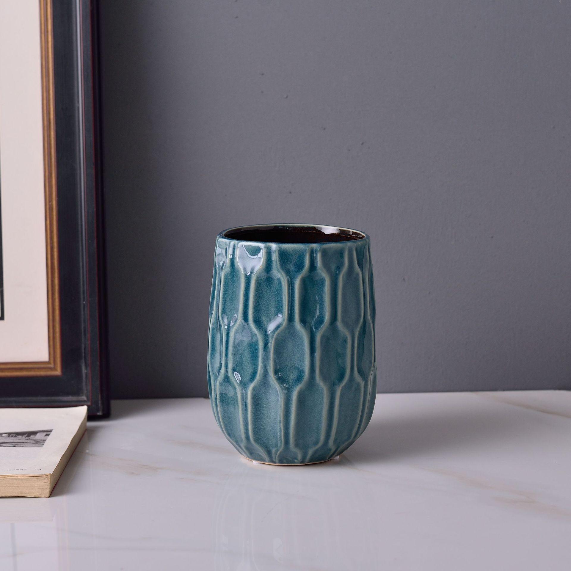 

Ваза Керамическая ваза Европейская классическая ваза Домашняя гостиница Цветочная композиция Модный орнамент Ваза D-2