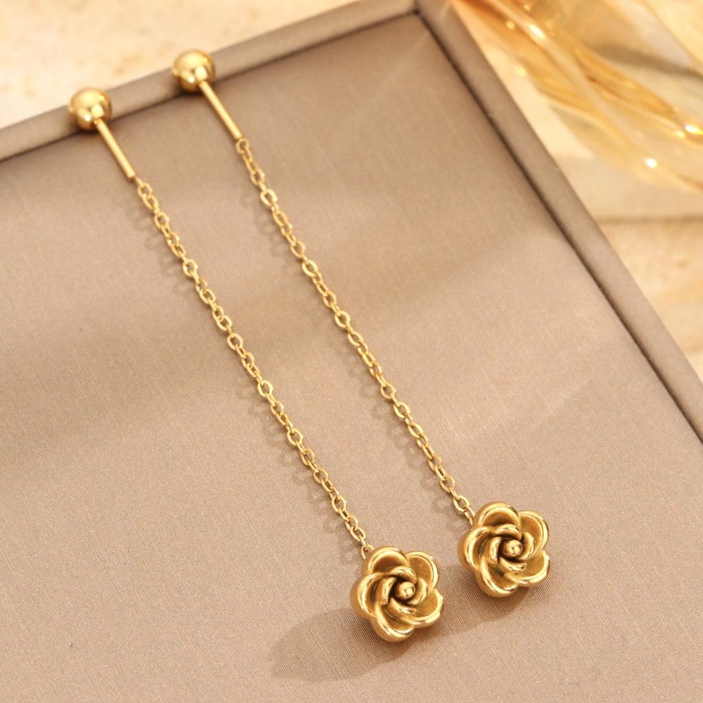 Bow Heart Drop Earrings for Women, Dainty Long Chain Threader Earrings , Minimalist 18K Gold Plated Temperament Jewelry