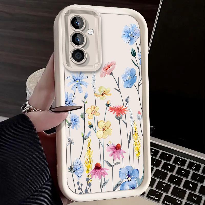 Romantic Flower Print Case for Samsung Galaxy S25 Ultra Plus S24 S23 S22 S21 S20 FE A73 A72 A71 A56 A55 A54 5G A52 A52S 4G Cover