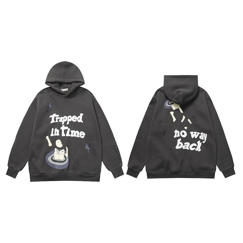 Mens Oversized Hoodie With Retro Moon Print Streetwear Sweatshirt Winter