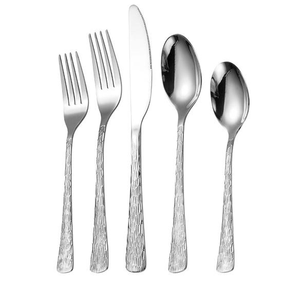 Messer Gabel Löffel Set Edelstahl Besteck Rutschfester Bequemer Griff Steakmesser Dessertlöffel Teegabel für Westliches Essen Spülmaschinenfest