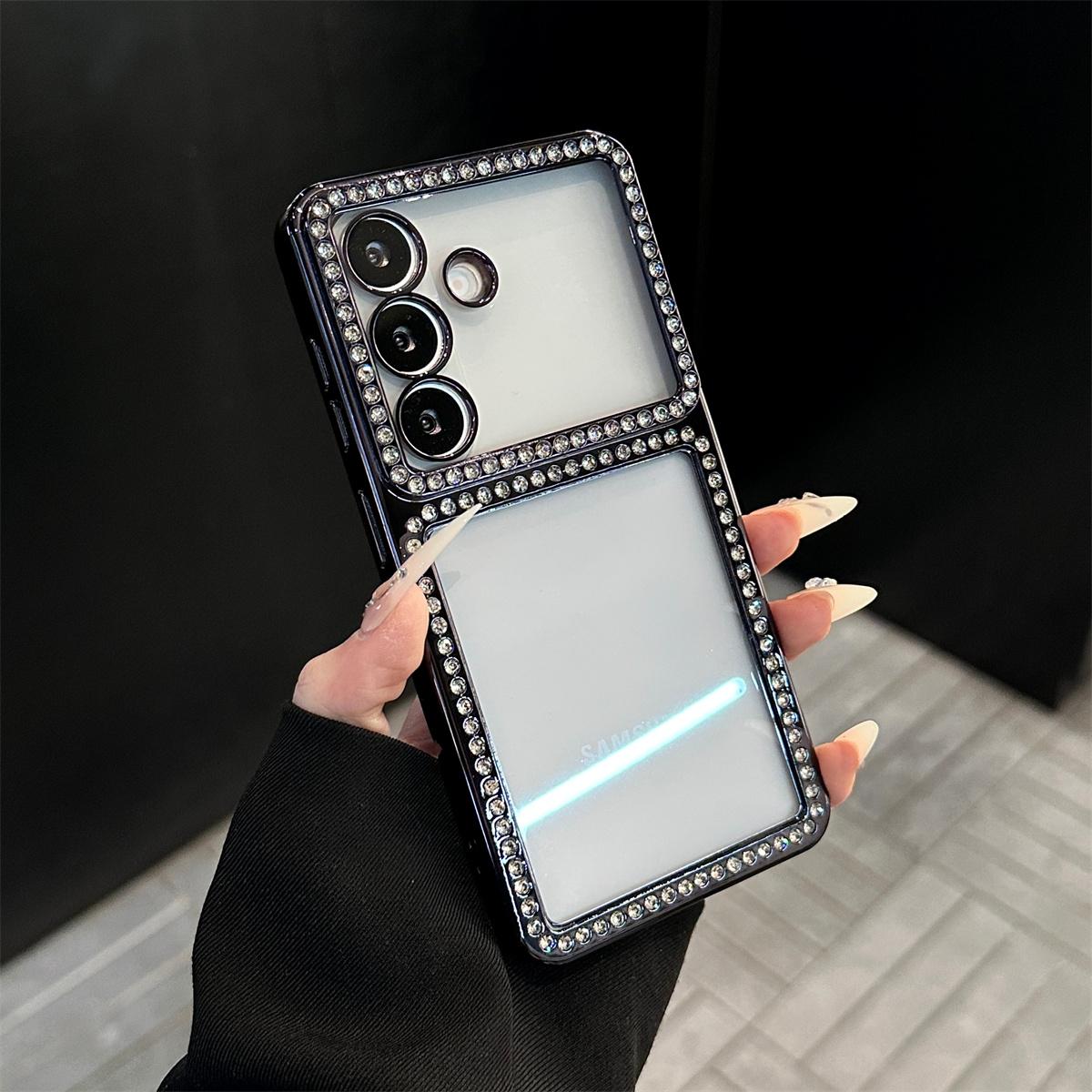 

Electroplated Sparking Diamond Transparent Phone Case for Samsung Galaxy S26 Plus S25 Ultra S24 FE Full Camera Protection Cover Galaxy S24 Ultra чорний