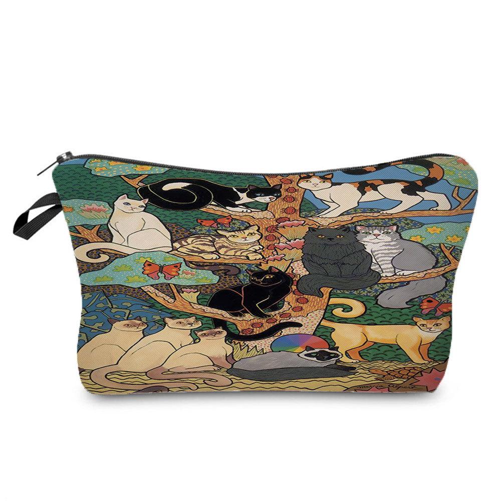 Women Cat Print Cosmetic Bag Toiletries Organize Travel Storage Case 6689