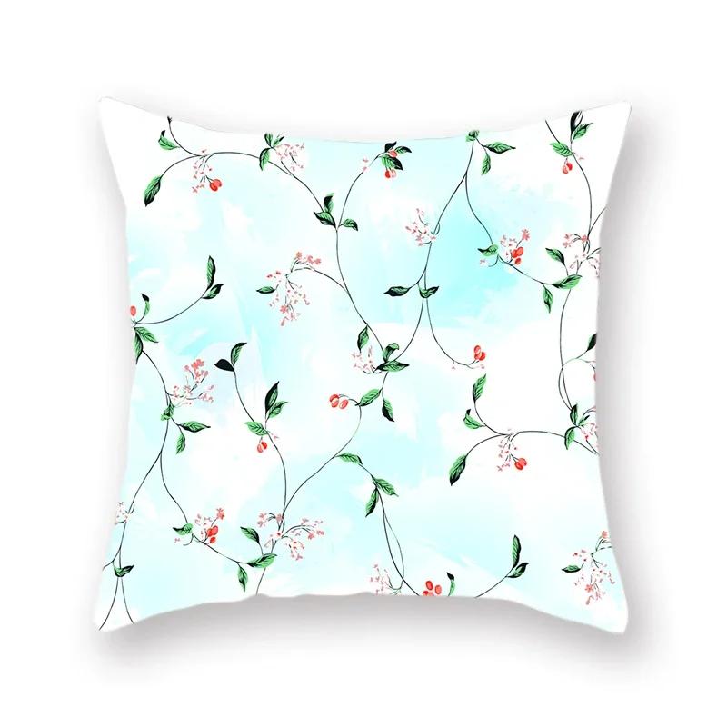 Pastoral Small Flower Pattern Polyester Throw Pillow Cover Decorative Pillowcase Floral Sofa Chair Bedroom Cushion Cover 45X45Cm