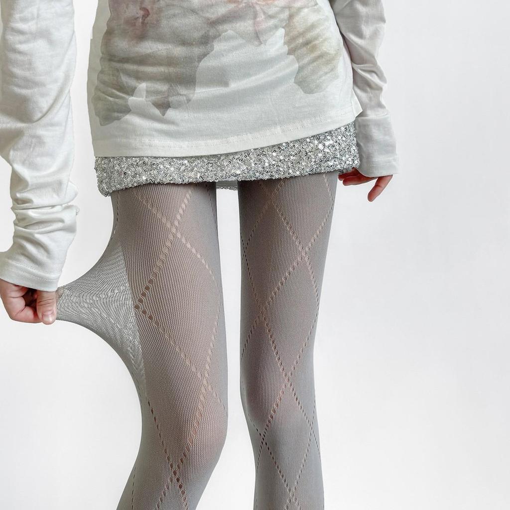Retro Plaid Mesh Hollowed-Out Fishnet Stocking For Women Sexy Pantyhose Jk Lolita Nylon Tight Colorful Sock Pants Leggings