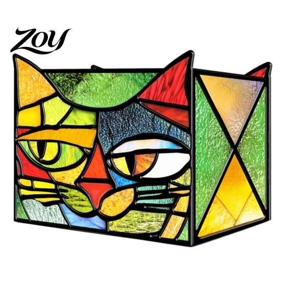 Acrylic Stationery Organizer Stained Glass Style Pen Holder, Unique Desktop Organizer, 3D Creative Gift for Students Embossed Relief Pattern
