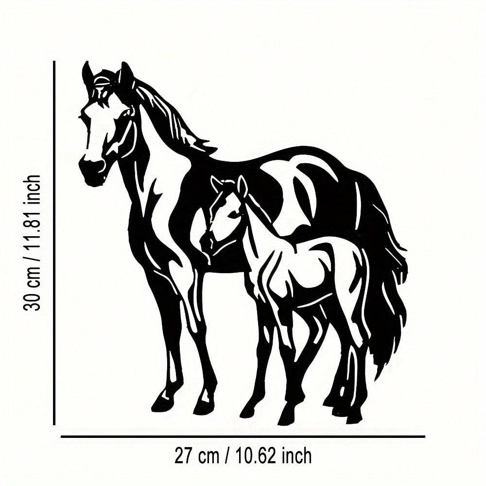 

Metal Horse Wall Art Mare and Foal Sculpture Modern Home Office Decor Gift 27x30