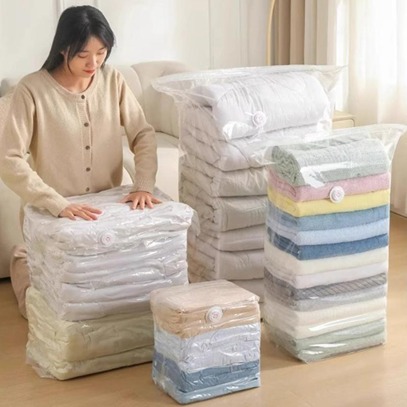 Vacuum Bags Large No Need Pump Plastic Storage Bags For Storing Clothes Blankets Compression Empty Bag Travel Accessories