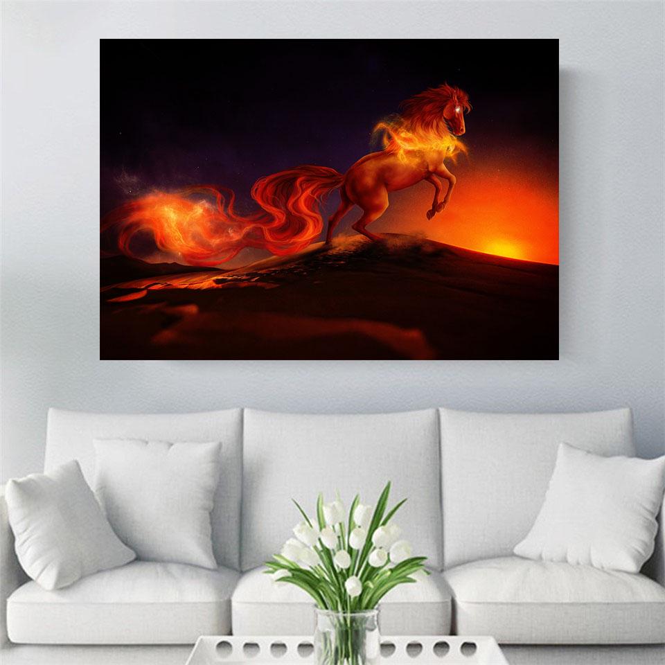 5D DIY Diamond Embroidery "flame Horse" Diamond Painting Cross Stitch Full Diamond Diamond Mosaic Decoration