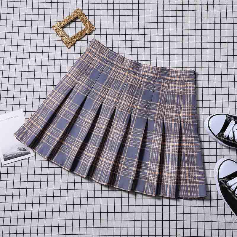 Pleated High-Waist A-Line Skirt for Women - Korean College Style, Fruit Green, Summer 2025