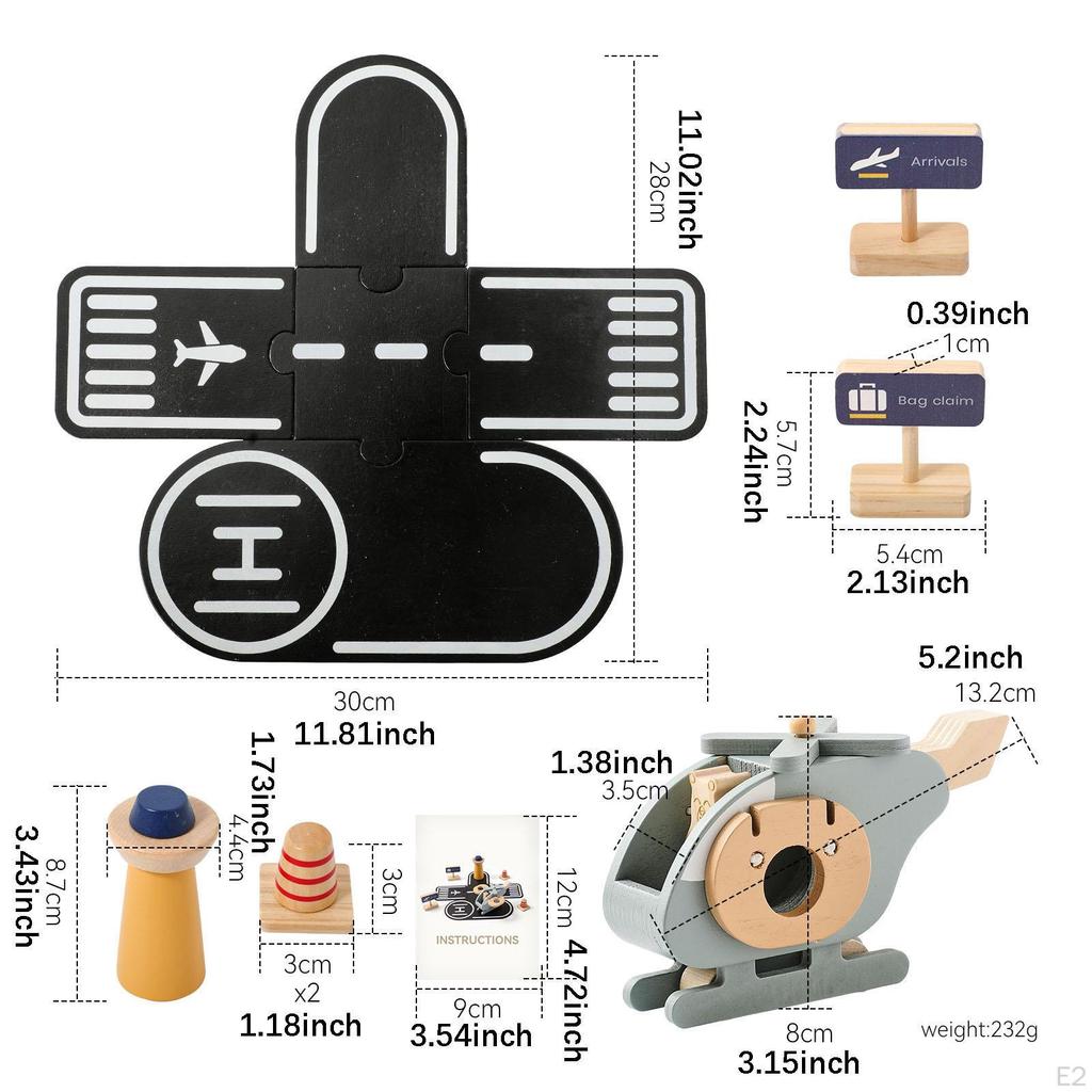 Wooden Airplane Toys Air Transport Vehicles Play Set Pretend Game Early Learning Educational