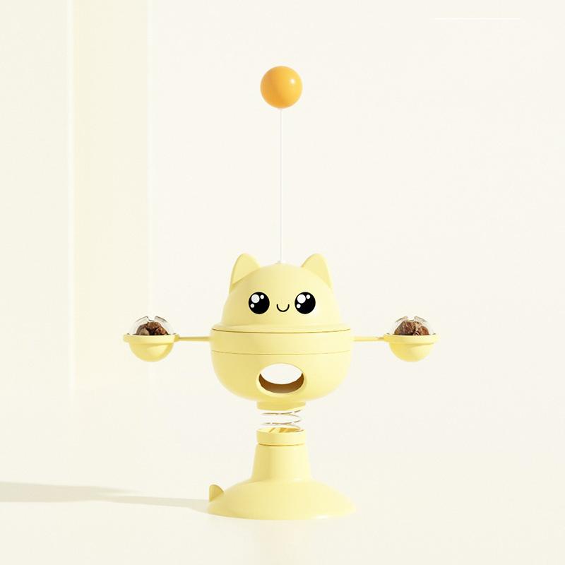 Pet Turntable Tumbler Toy Relieving Stress Interactive Entertaining Cat Teasing Toys Funny Stick Rotating Food Leakage Cat Toy