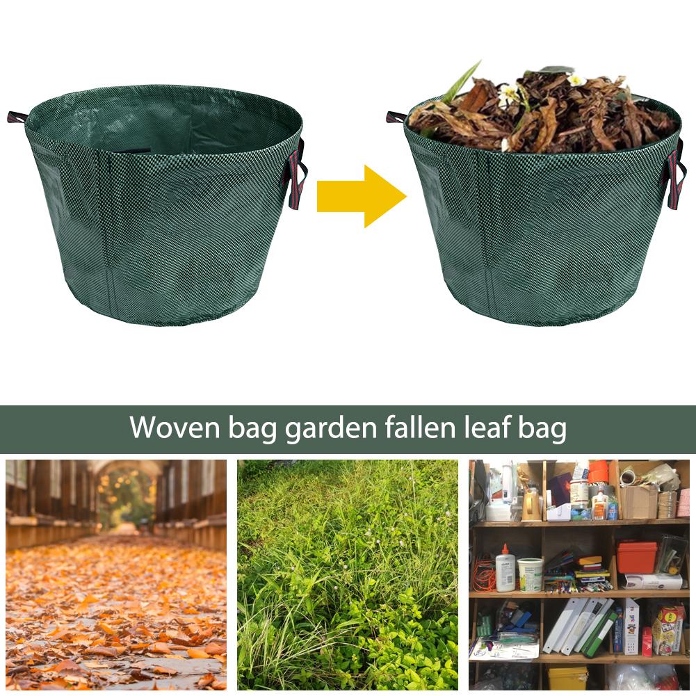 50L Garden Waste Bags Waterproof Leaves Waste Bags Reusable Tote Debris Container with 4 Handles for Flowers Hedge Cutting Lawn