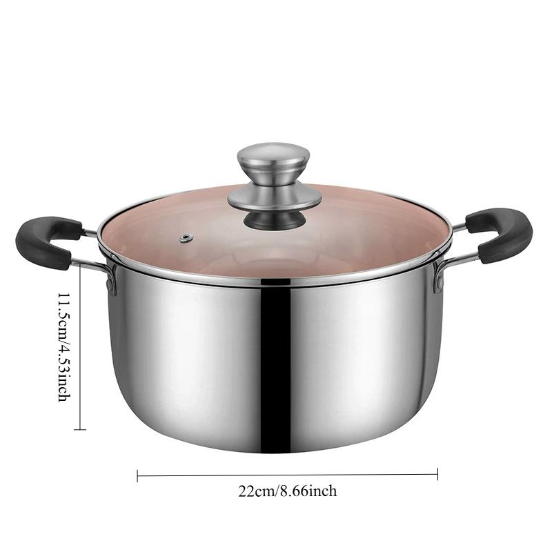 10 Inch Stock Pot Stainless Steel Stock Soup Pasta Pot with Lid Double Heatproof Handles Non Toxic & Healthy Dishwasher Safe