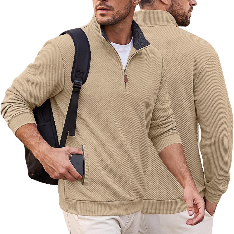 Men S Stand Collar Zip Up Pocket Casual Sport Sweatshirt European Size Spring Autumn
