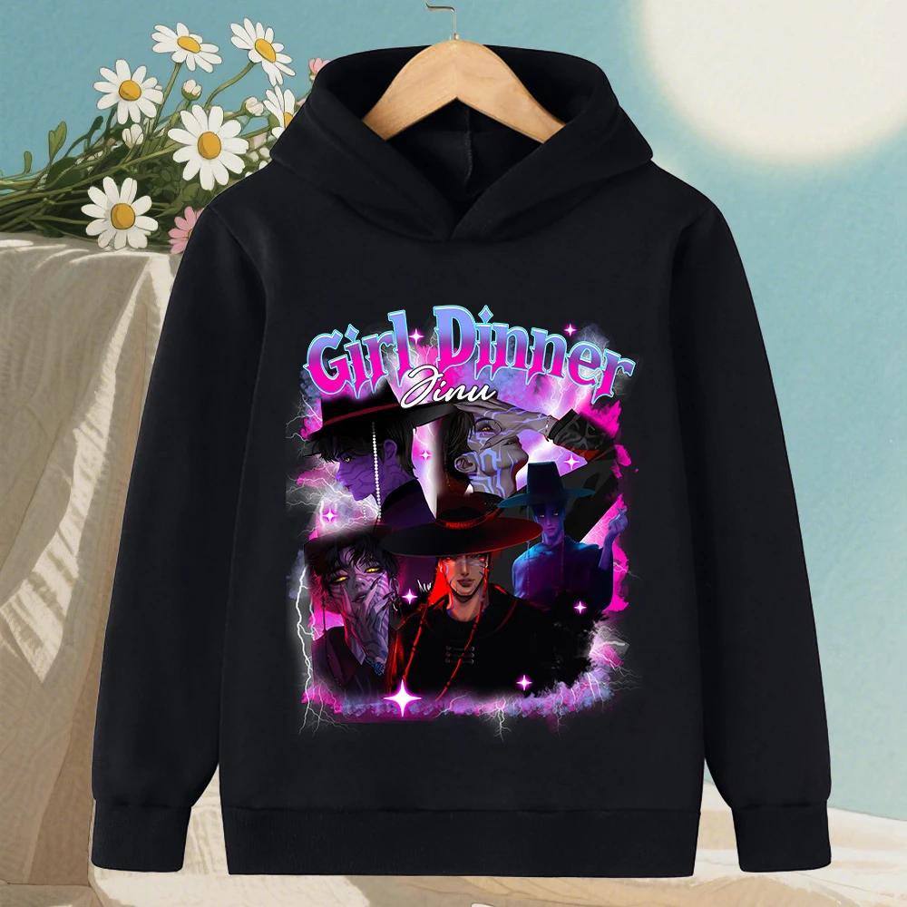 South Korea Saja KPop Demon Hunter Cartoon Print Girl/Boy Long Sleeve Hooded Sweats Children‘s Warm Trend Casual Street Clothing