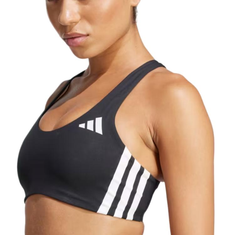 Adidas Powerreact 3-Stripes Comfortable Breathable Casual Sports Bra Women Underwear Black White JH1420