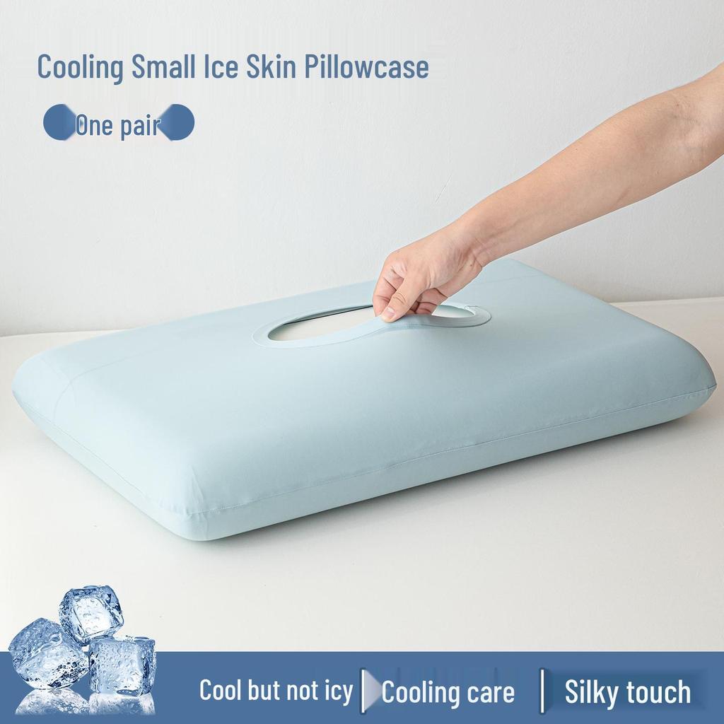 Free Shipping Ice Silk Pillowcases: Set of Two Cooling, High Elasticity, Summer Memory Foam Covers