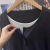 Small-breasted Fake Two-piece T-shirt Women's Long-sleeved Early Autumn Design Niche Contrasting Color Loose Top with Bottoming Shirt
