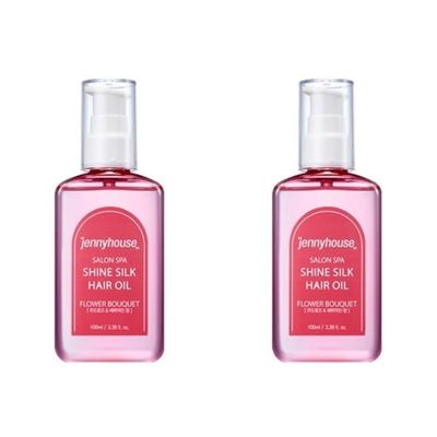 Jennyhouse Salon Spa Brillance Huile Capillaire Soie Bouquet de Fleurs 100ml*2Pcs
