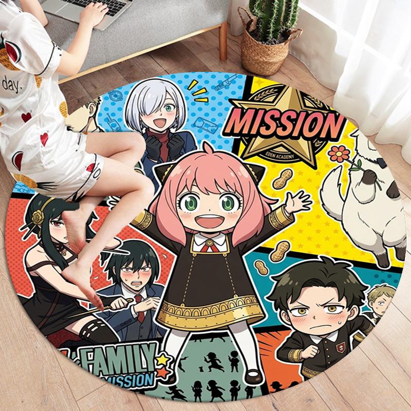Spy Family Round Area Rug Carpet Rug For Living Room Bedroom Sofa Playroom Decor Nonslip Floor Mat
