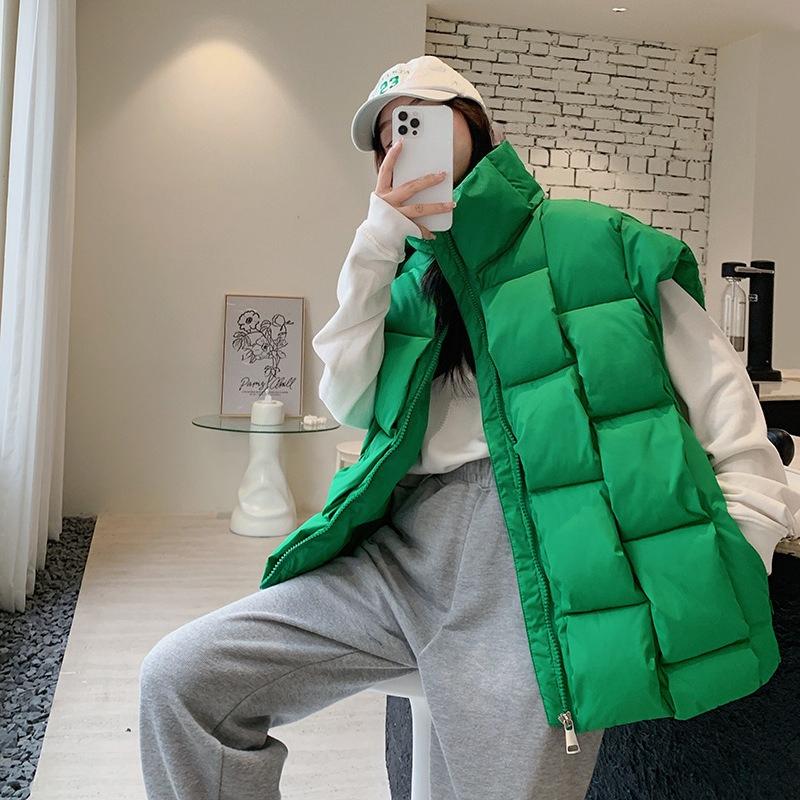 

Новые заколки для волос с модным и популярным хлопковым жилетом однотонного цвета со стойкой воротником модный хлопковый жилет женская куртка XXL зелёный