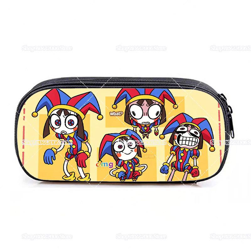 Kreslený Anime Úžasný Cirkus Vzor Tisk Pouzdro na tužky Pomni Jax Pouzdro na tužky Zipové Pouzdro na tužky Velká kapacita Úložné prostory na psací potřeby
