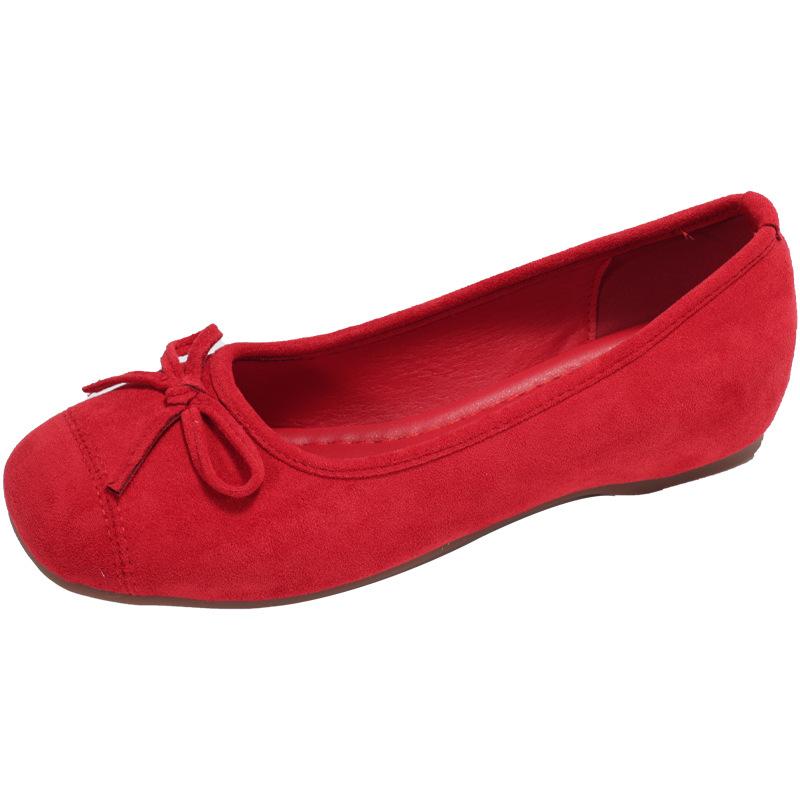

Французские ретро балетки на плоской подошве женские летние новые замшевые для работы с мелким вырезом на плоской подошве одинарные туфли на мягкой подошве туфли бабушки 40 красный