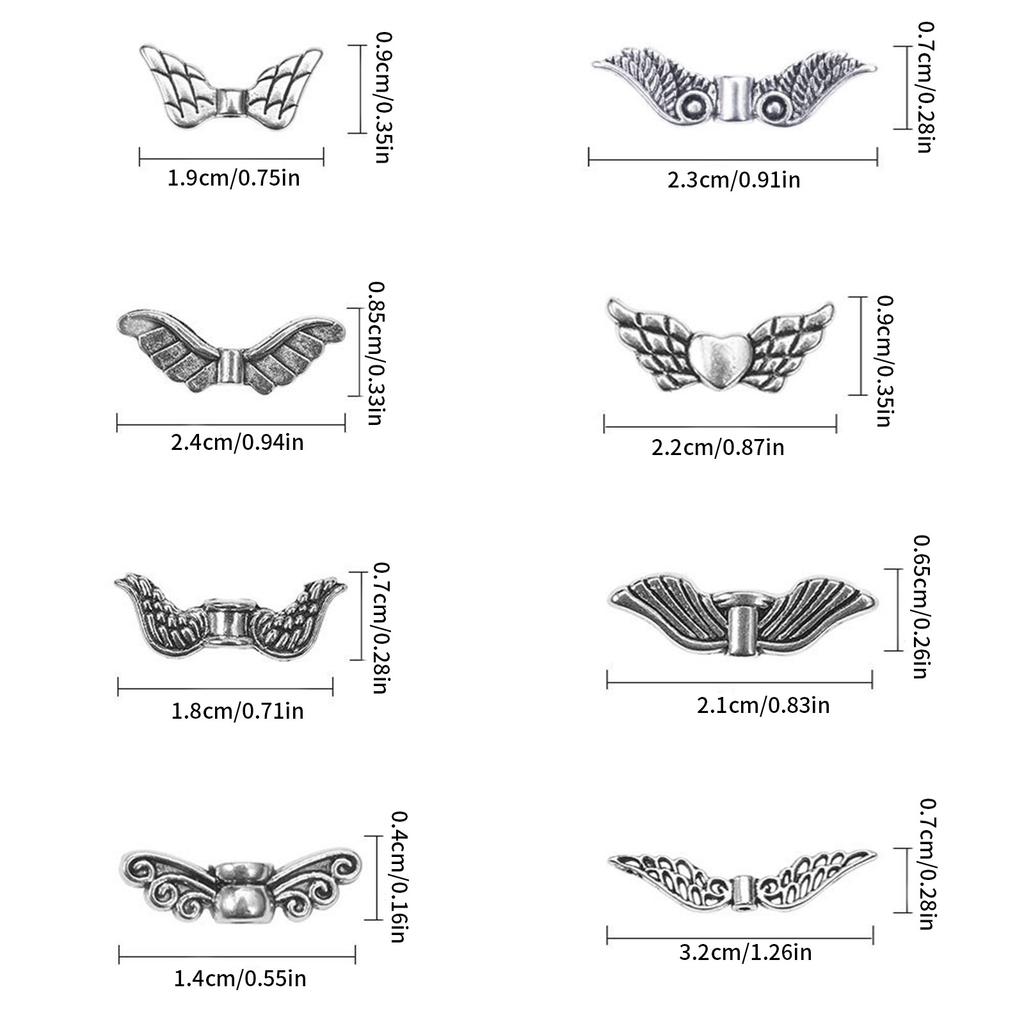 60/160pcs Wing Beads Antique Silver Color Spacer Beads Charm for DIY Beaded Bracelets Jewelry Handmade Making Supplies