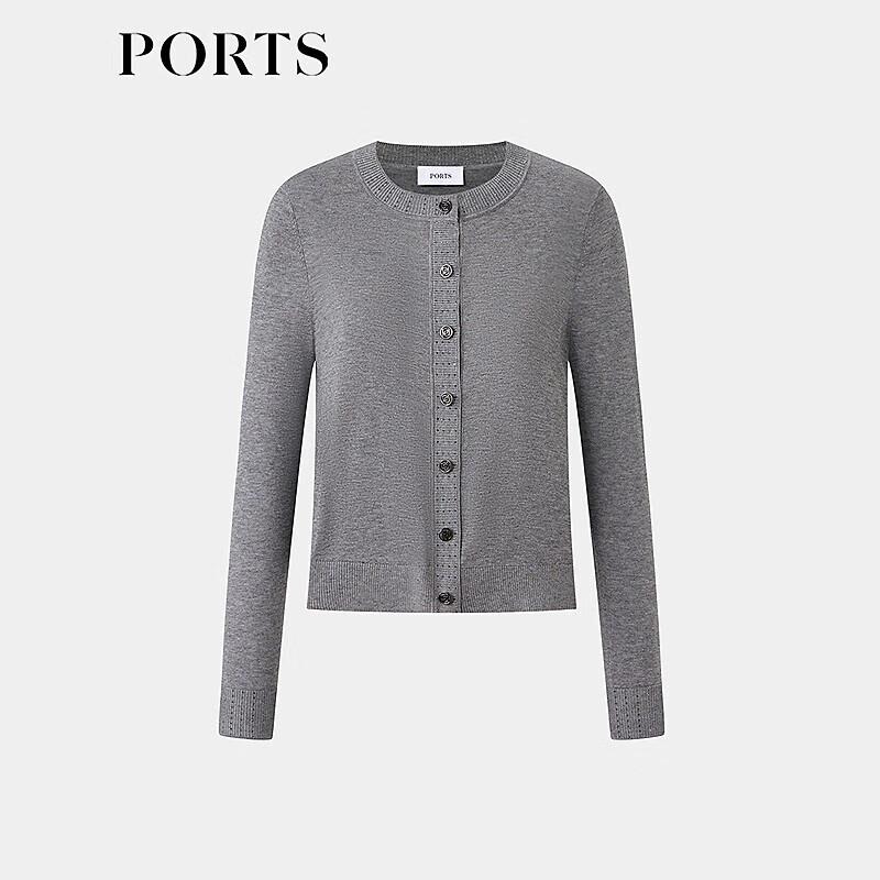 PORTS Women's Ultimate Grey V-Neck Knit Sweater