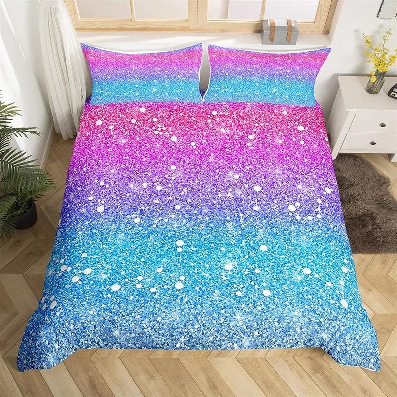 Rainbow Gradient Duvet Cover Set Queen Size Rainbow for Kids Girls Cute Style Bedding Set Polyester Single King Twin Quilt Cover