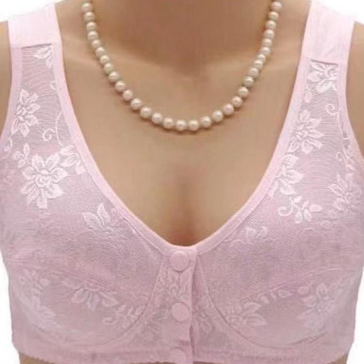 High-Quality Lace Front-Opening Wireless Vest Bra for Middle-Aged and Elderly Women Size 40 for 50-57 kg