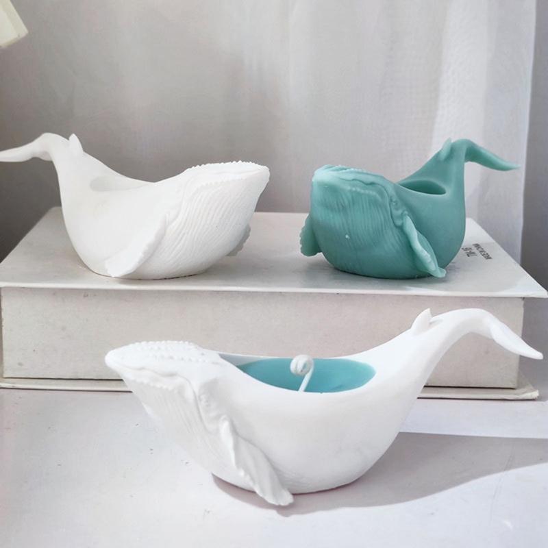 Silicone Candle Holder Molds Whale Shape Candle Cup Molds Silicone Craft Molds Candlestick Molds for Hand-Making Craft