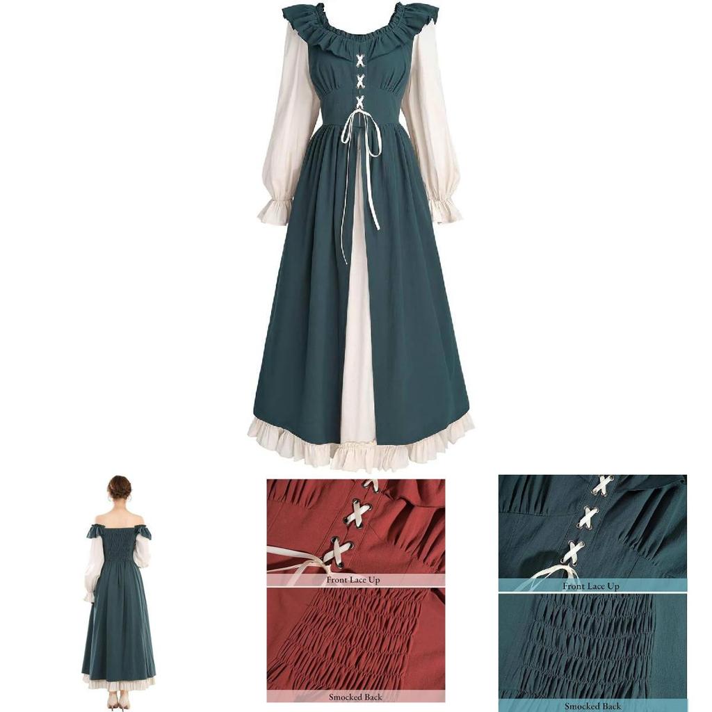Exquisite Long Sleeve Irish Renaissance Dress For Women In Vibrant Color Options Perfect For Any Occasion