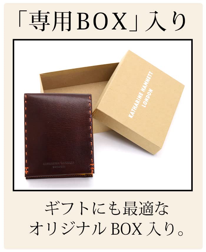 Katharine Hamnett London Color Tailored 2 Bifold Made with Premium Japanese Kip Leather Black Wallet, Antique-Style (Calfskin),
