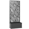 Planter with Trellis, Flower Box, Privacy Screen, Metal, 45 x 21.5 x 110 cm, Black