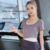 Women's Slim Fit Short Sleeve Yoga Top - Casual Two-Piece Look for Summer Sports