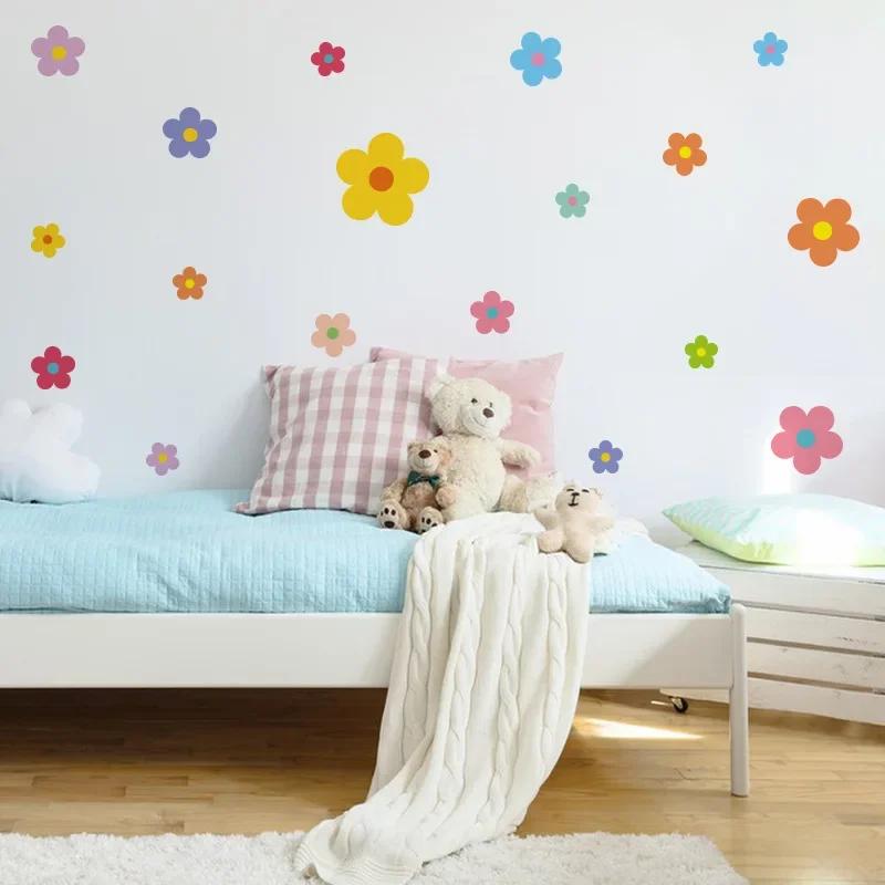 Children's Bedroom Wall Stickers Kindergarten Decoration Bedroom Accessories Colorful Flowers Wall Decorations Living Room