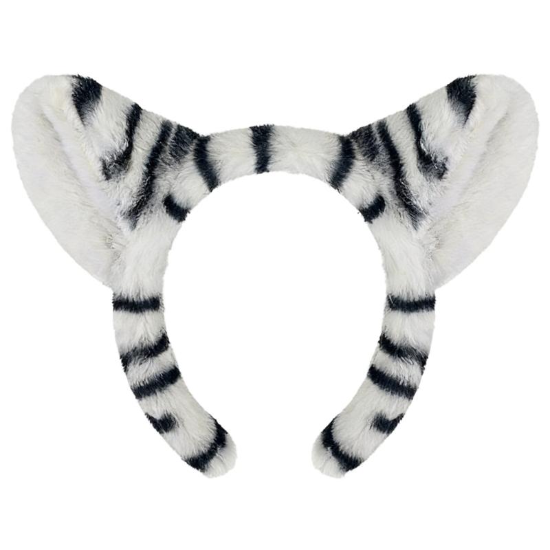 1/3Pcs Kids Zebras Costume Set Zebras Ear Headband Tail Bowtie for Halloween Christmas Cosplay Animal Dressing Up Set