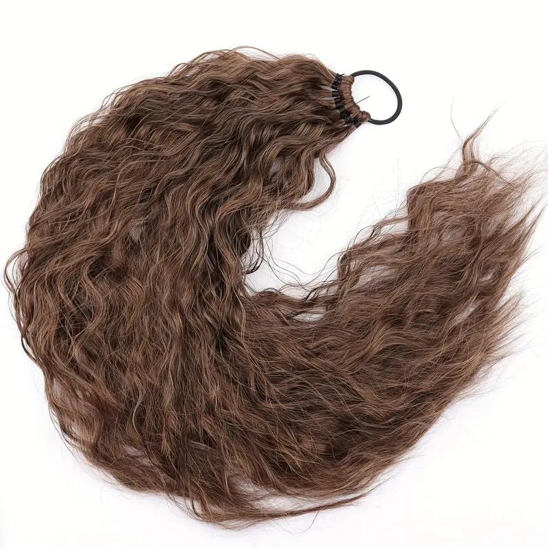 MERISIHAIR Synthetic Long Curly With Elastic Band Ponytail Extension Wrap Around Heat Resistant Pony Tail For Women Daily Wear