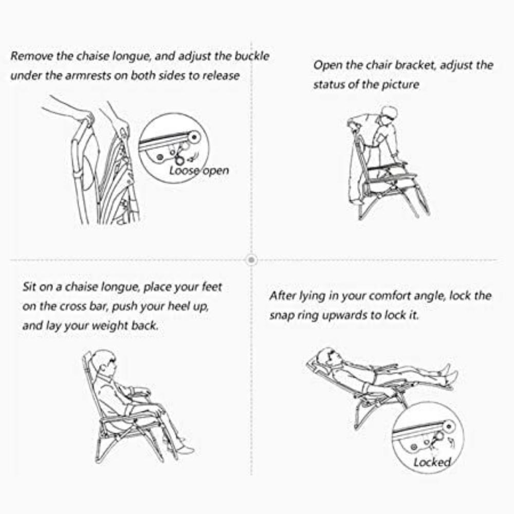 Recliner Folding Easy Chair | 5 Adjustable Postions | Cushioning | Portable & Space Saving Easy Chair For Home Relax Old Age | Black, Mild Steel