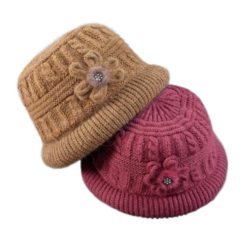 Kvinner Vinter Heklet Bøttehatt Fleecefôret Klokke Strikket Bowlerhatt Rund Elegant Strikket Lue