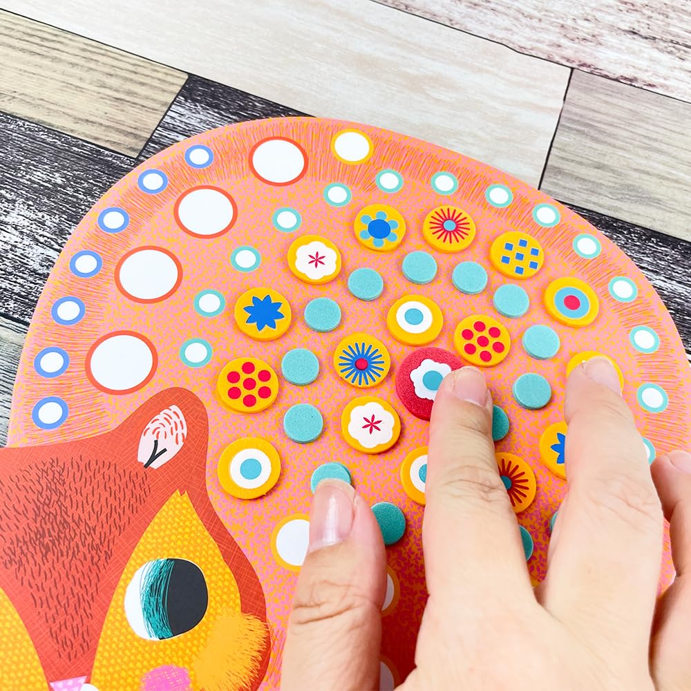 DJECO Mosaic Cute Animal Sticker Craft Mosaic Art Animal Educational Montessori Toy for Ages and Boys and Gift for Sports and Long Autumn Nights Kit,