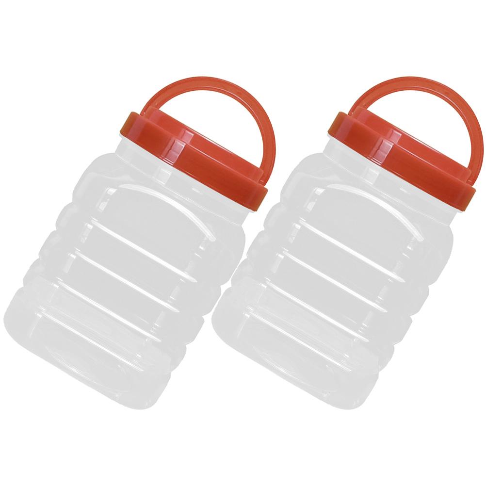 2 Pcs Bean Storage Jar Honey Dispenser Liquid Food Plastic Jam Bottle Rice Container