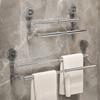 1Pcs 36-120cm Wall Towel Rack Double Layer Rod Kitchen Bathroom Shelf Self-adhesive Storage Rack