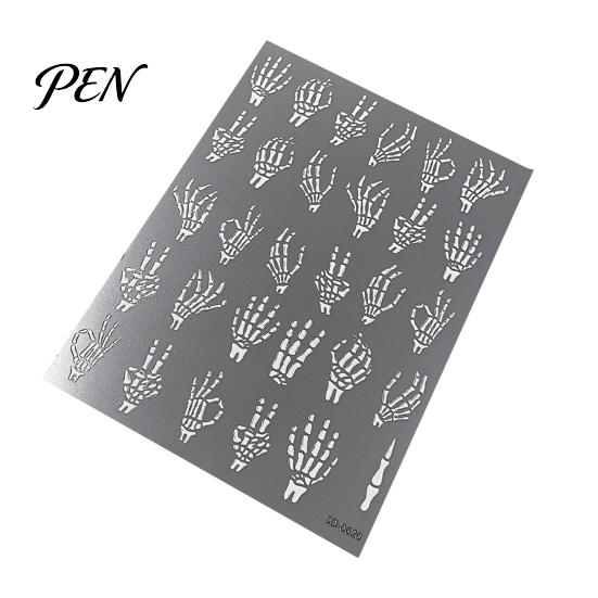 Easy Apply Nail Stickers Halloween Art Stickers, 5D Embossed Skull Pumpkin Ghost Fingertip Decoration Sticker Decals, Waterproof Self Adhesive
